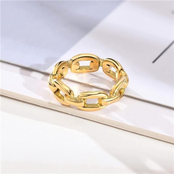 Double Chevron Ring for Women 18K Gold Plated Stainless Steel - Picture 4 of 6